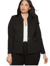 Eloquii The Ultimate Stretch Work Blazer Black Ponte Knit Size 18 Office Career