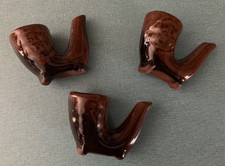 Keramik Schnapspfeife Becher Stamper Trinkhorn dunkelbraun 3 Stück, gebraucht