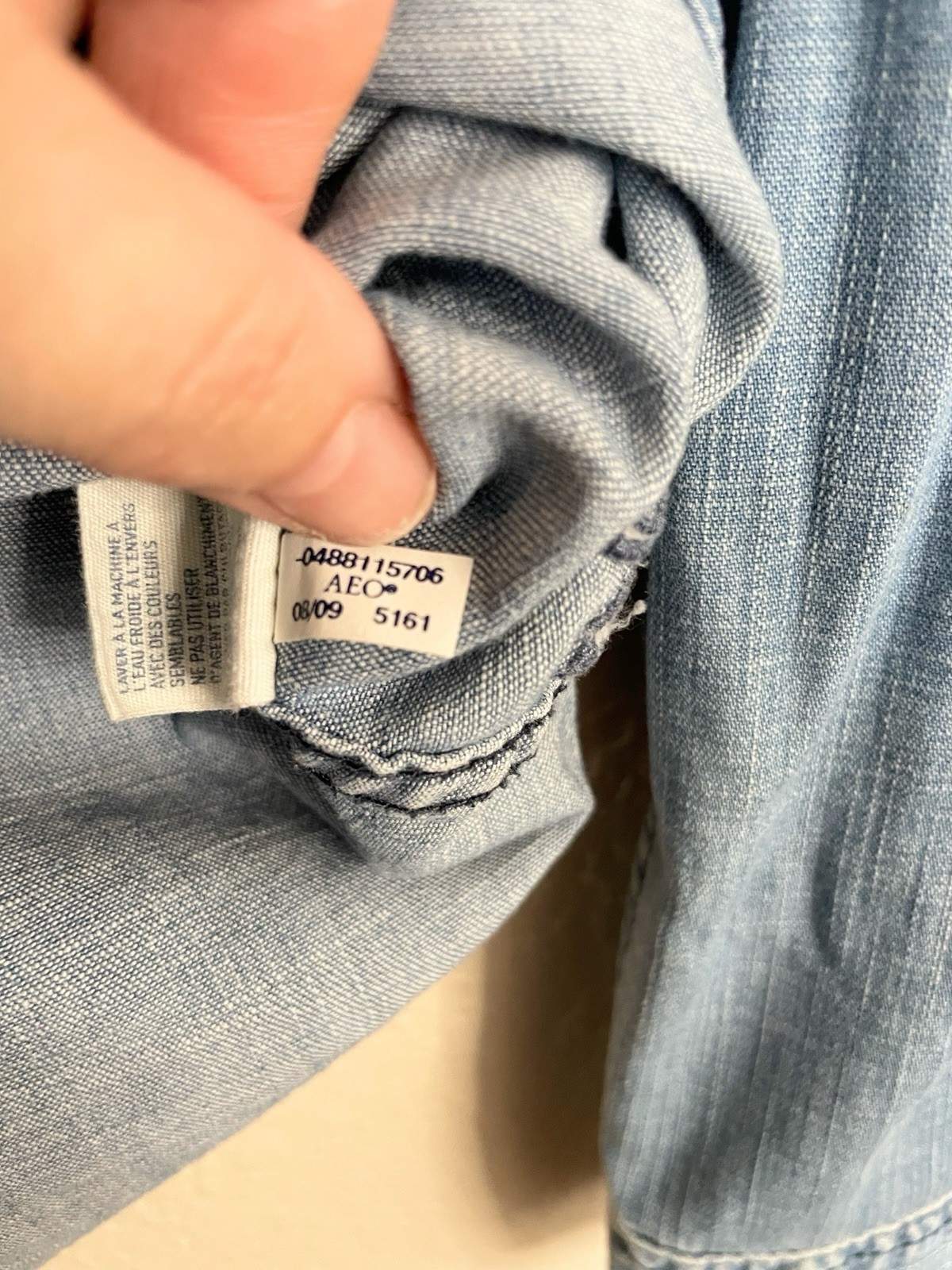 American Eagle Denim Chambray Snap Button Western… - image 8