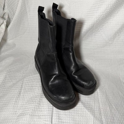 Vagabond Shoemakers Tara Black Leather Platform Chelsea Boots Womens 9 EU 39