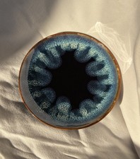 Vietnamese Handmade Plate - Bat Trang Blue Black Glazed Pottery 