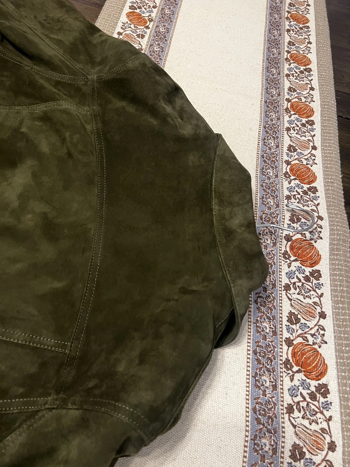 Officine Generale Leo Suede Trucker Jacket Green Large image 9