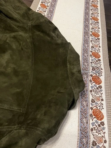 Officine Generale Leo Suede Trucker Jacket Green Large image 9