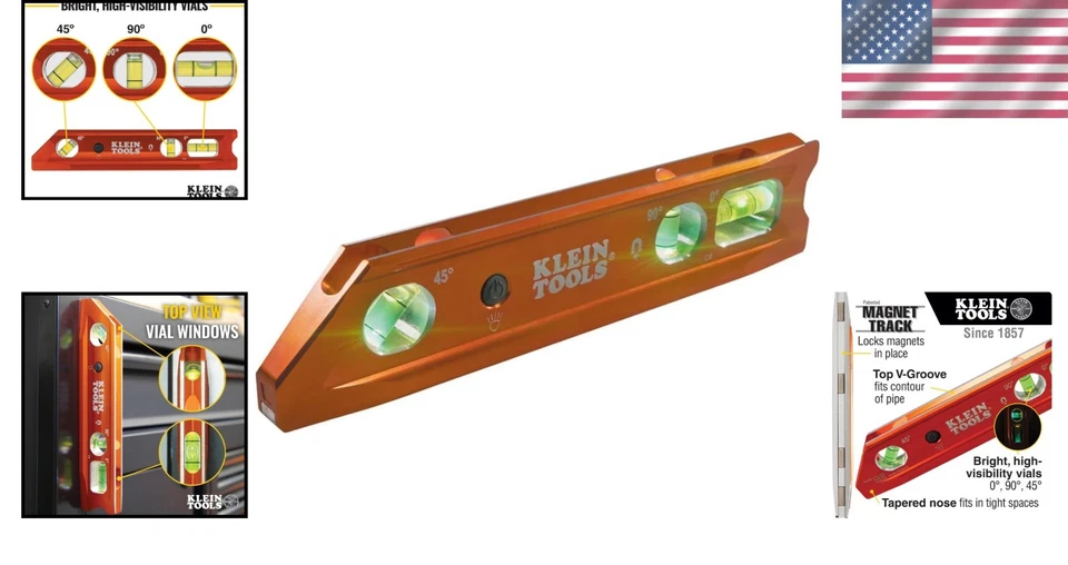 Versatile 9" Lighted Torpedo Level, V-Groove - Image 2 of 4