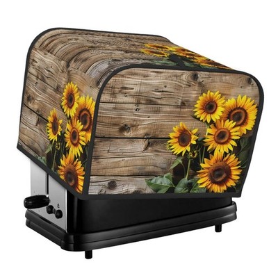 Toaster Cover 4 Slice Retro Wooden Sunflower Waterproof Appliance Cover with ...