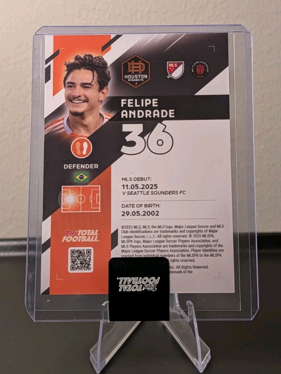 Felipe Andrade 2025 Topps Total Football MLS /99 Houston Dynamo view 2