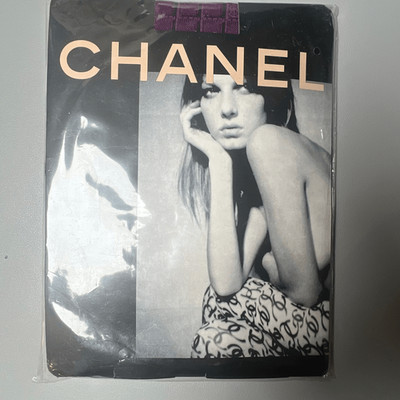 Chanel Jacquard Tights Bordeaux & Black CC Logo Pattern Size 2 New in Package