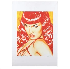 Olivia De Berardinis Bettie Page Signed Giclée Print 22x32 Pin-Up Art