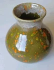 MCM Red Wing Pottery Drip Glaze Vase  M1550, Olive Green Orange Speckled Small