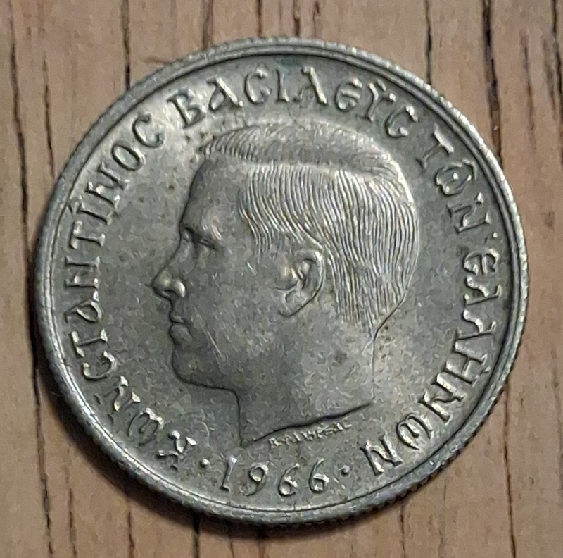 Greece 50 Lepta 1966 Constantine II Copper-Nickel Coin KM# 90
