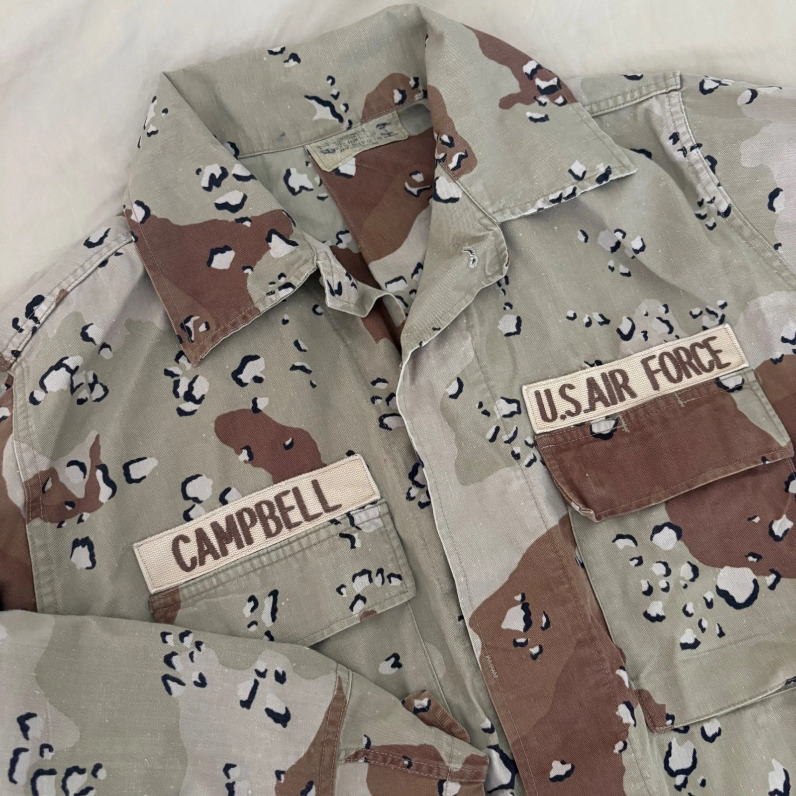 USAF Desert Storm DCU Chocolate Chip BDU Jacket Staff Sergeant Campbell Med Reg