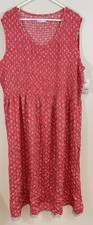 Croft Barrow maxi dress women 3X sleeveless New Smocked floral coral red pockets