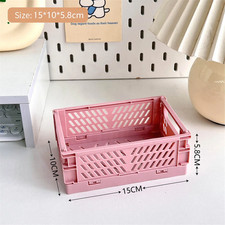 Plastic Foldable Storage Crate Folding Box Basket Stackable Cute Makeup Jeweller