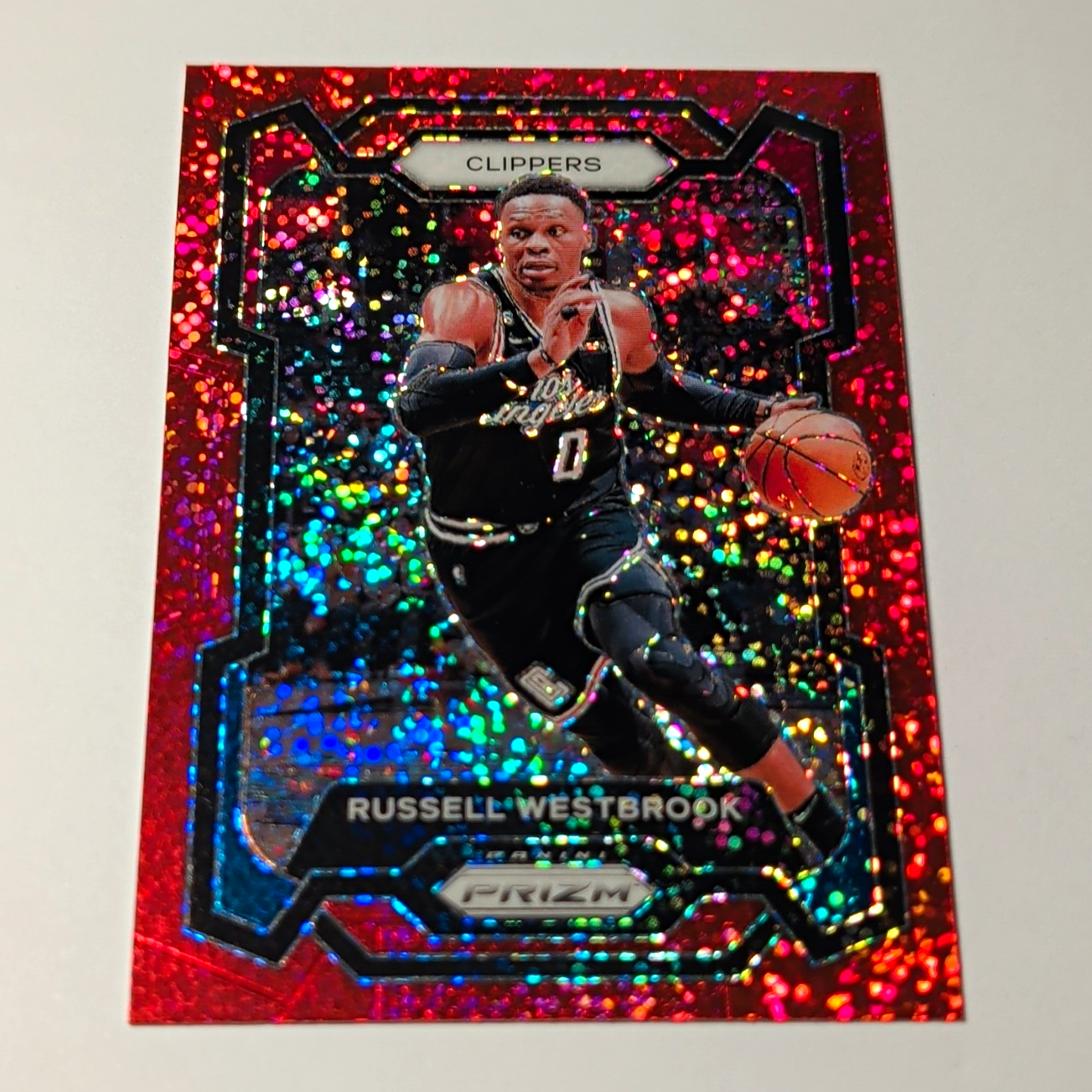 Panini 2023-24 Prizm Russell Westbrook Red Sparkle Prizm Clippers #39