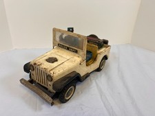 Nomura Japan Police Patrol Jeep White Tin Toy Battery-Op 1950's Not Working