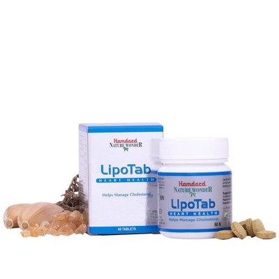 Packung mit 3 x Hamdard Lipotab 60 Tabletten zur Senkung schlechter Cholester...