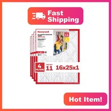Honeywell 16x25x1 Air Filter MERV 11, 4 Pack, USA Made