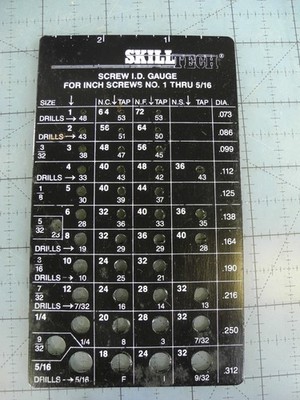 Skill Tech Screw ID Gauge Gauge No. 1 thru 5/16 Made USA (Free Shipping!)