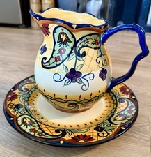 Corsica Crown Jewel Hand Painted Hand Crafted Serving Platter And Pitcher SET