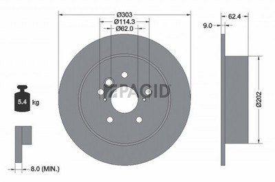 2x PAGID Bremsscheibe 54441NC für TOYOTA RAV 2 ZCA25_ ZCA26_ ZCA25W ZCA26W 4WD