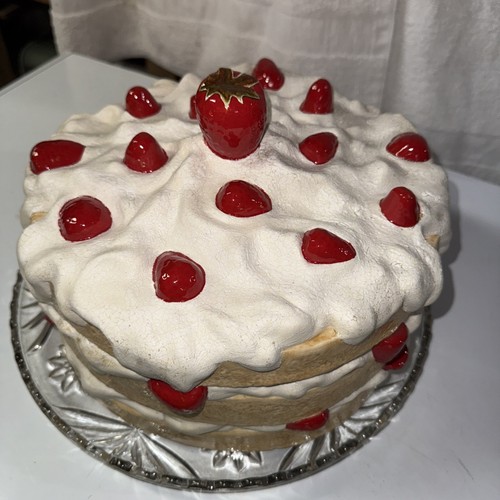 Vtg Strawberry Shortcake Ceramic Pedestal Cake Plate Dome Cover W Glass Plate - Picture 8 of 8