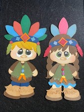 FALL Indian Boy  Girl Set Thanksgiving premade paperpiecing scrapbook diecut3D