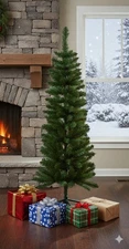 Tektrum 4-ft Artificial Christmas FIR Pencil Slim Tree for Small Space(1610A)