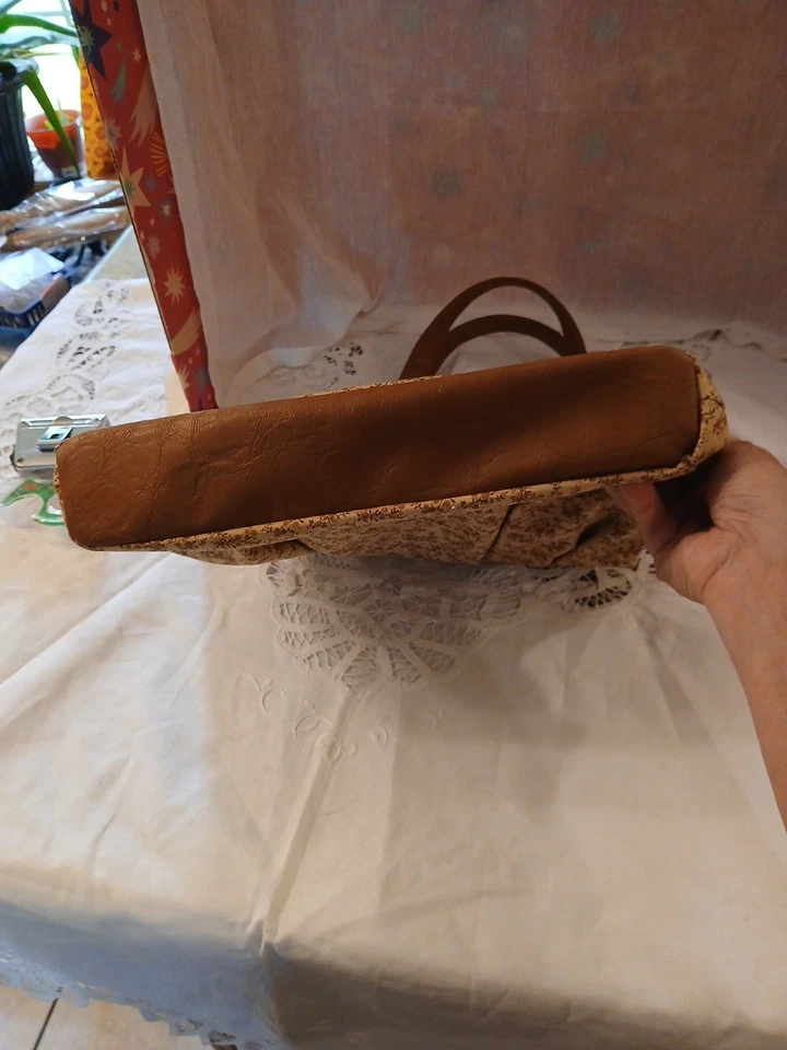  Bolso Retro Longaberger Prairie Homestead Cuero Floral Marrón Bolso. Muy bonito  Foto 4 de 4