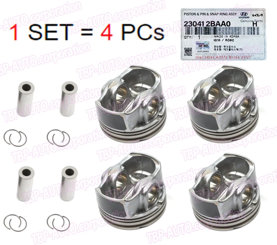 Pistones de motor GENUINO® TURBO 1,6 L STD-AA OEM Forte Veloster 2013-17 230412BAA0 Foto 2 de 4