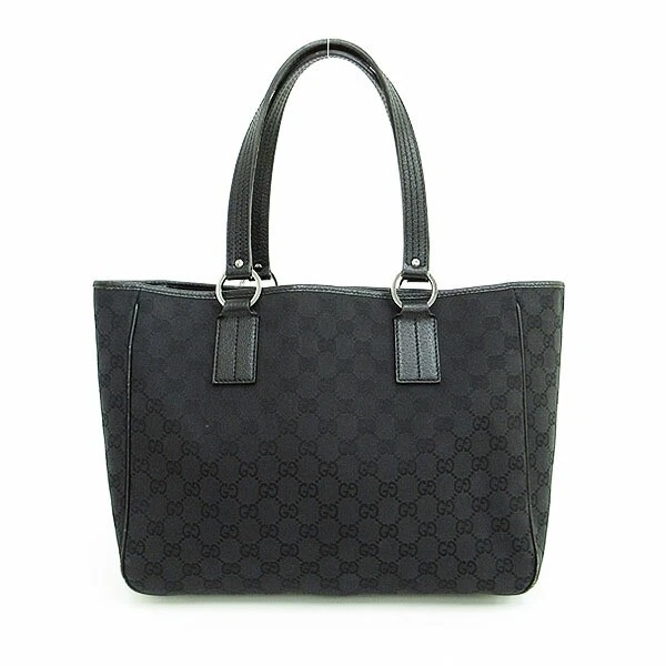 Sac fourre tout Gucci noir toile cuir 15 x 16 x 4 pouces occasion design classique