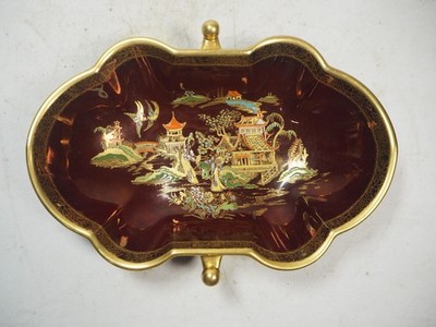 SUPER SELTENE Carlton Ware Rouge Royale Schale mit Griff und Mikado Muster