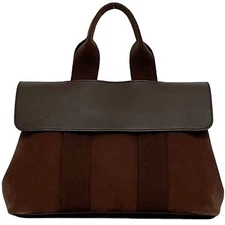 Hermes Handbag Valparaiso PM f 23240 Brown Excellent Condition Canvas Leather To