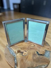 Double Silver Tone Folding Picture Frame