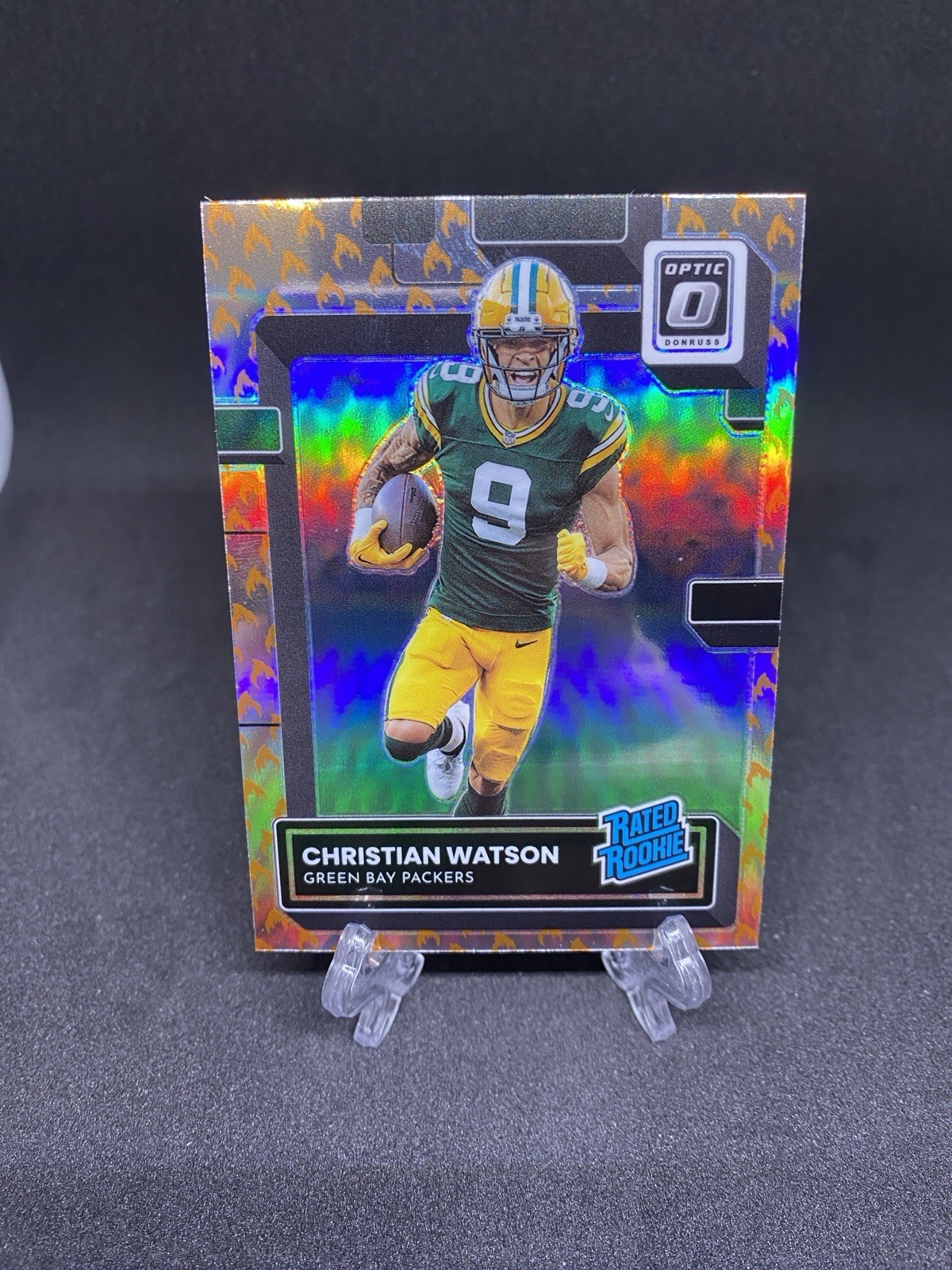 Christian Watson 2022 Optic Rated Rookie Fire Emoji Prizm RC #219 PACKERS