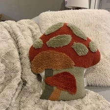 Storehouse Fall Colors Mushroom Cotton Throw Pillow Boho Garden Style  16x14”