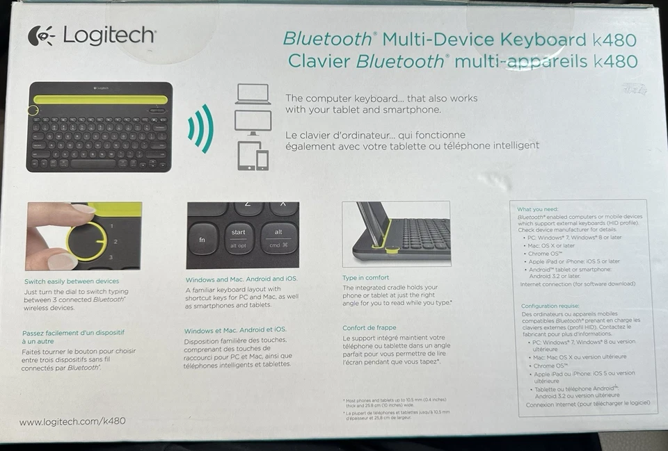 *NEW* Logitech - K480 Tenkeyless (TKL) Bluetooth Membrane Multidevice Keyboard - Image 2 of 2