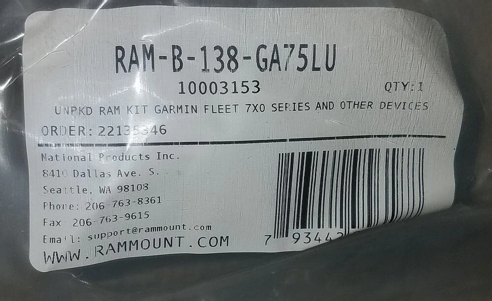 RAM Mount Drill-Down Mount for Garmin Fleet 770 780 and 790 RAM-B-138-GA75LU NEW - Image 3 of 3
