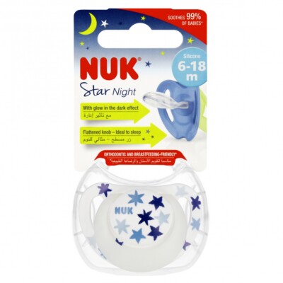 4008600442967 NUK Smoczek uspokajający silikonowy 6-18 m Star Night niebieski 10