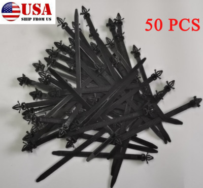 50x Releasable Nylon Car Wire Cable Wrap Push Zip Strap Mount Tie Fastening Clip