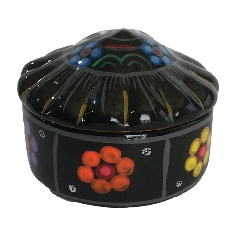 Sun Trinket Box Mexican Folk Art Jewelry Box Pottery Hand Painted - Picture 4 of 4