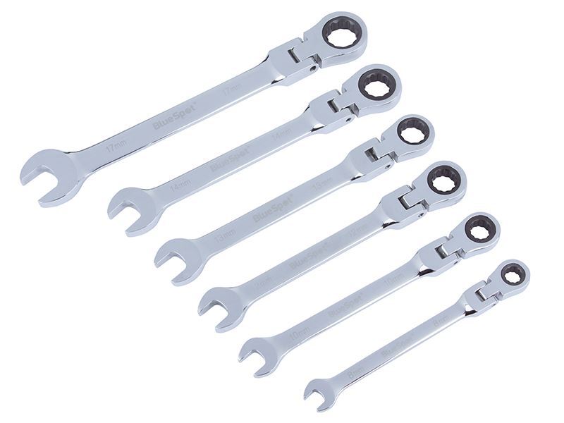 Blue Spot Ratsche – 3 Stück Set, Verchromt, Mit Daumenhebel, Für Enge Räume