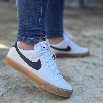 Nike Women's Court Legacy Sneakers White/Black Gum Shoes 7-9