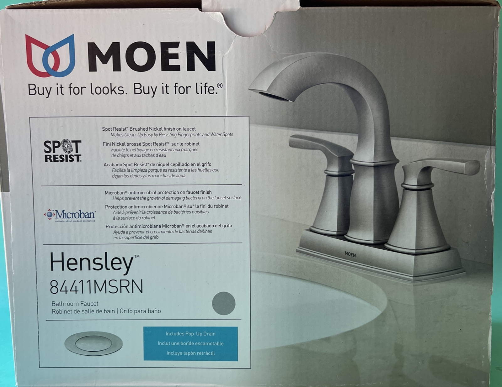 MOEN Hensley 4 in. Centerset 2Handle Bathroom Faucet Spot Resist