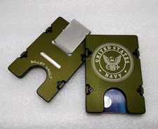 United States Navy, Aluminum Wallet/Card Holder, RFID protection, Green
