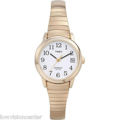 Timex Ladies Indiglo Gold Tone Watch with Date Low Vision