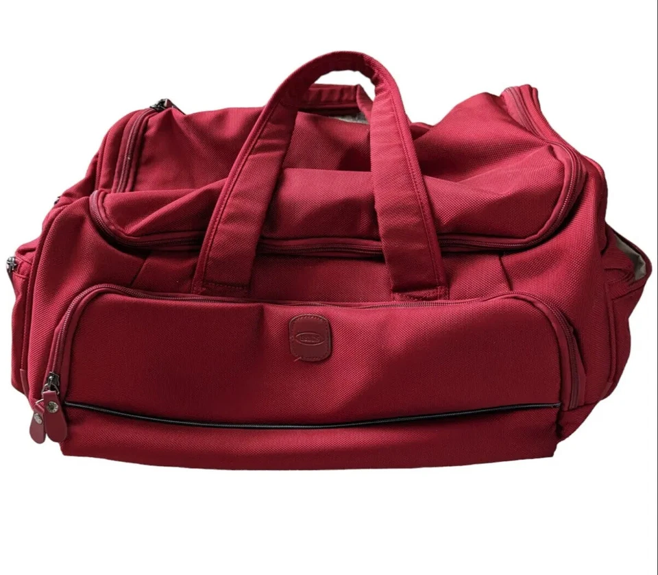 Bolso de Lona Brics Rojo Viaje Llevar de Lona Fin de Semana Hombres Mujeres Gimnasio  Foto 3 de 4