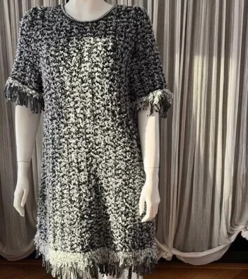NWT AUTHENTIC CHANEL BLACK FRINGY DRESS FR 38 2018 P58967 | eBay