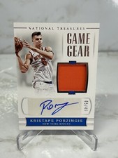 Kristaps Porzingis AUTO PATCH 05/49 National Treasures Game Gear 2017-18