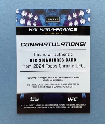 2024 Topps Chrome UFC Kai Kara-France Auto #FNA-KKF | eBay