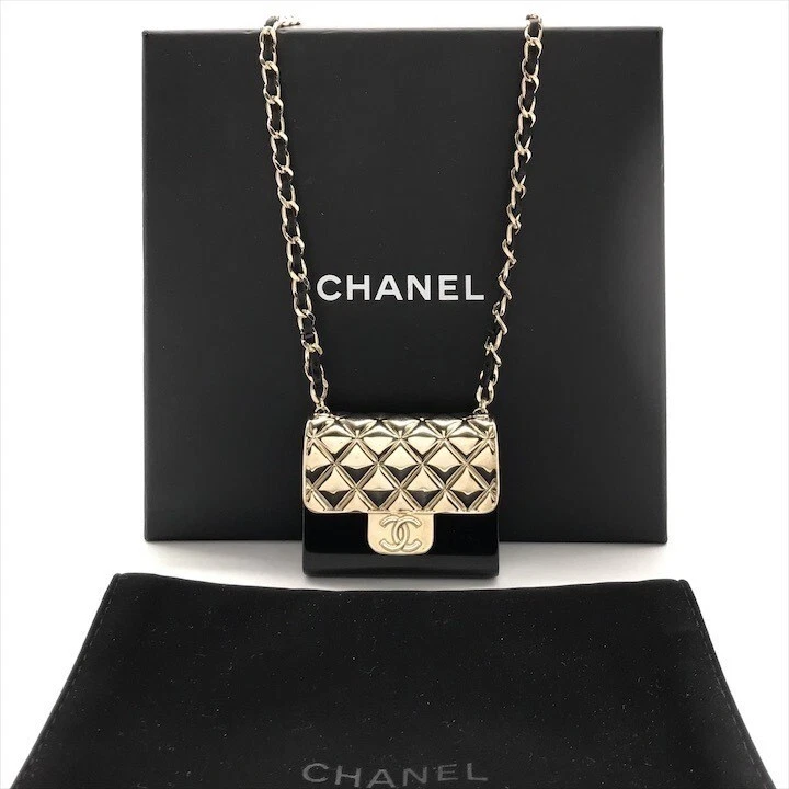 Collana CHANEL marca cocco matrasse borsa motivo catena borsa nero oro donna